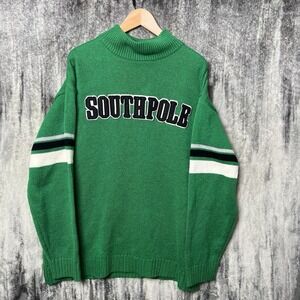 Vintage Y2K Southpole Chunky Knit Turtleneck Sweater Men's Sz L Hiphop 90s